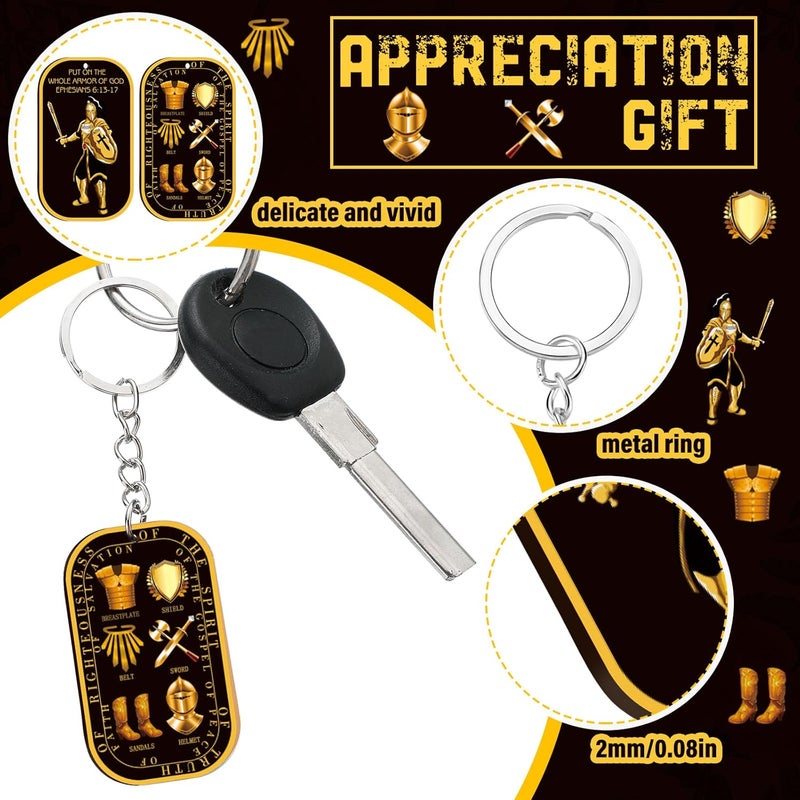 Sureio Christian Gifts Bulk Put on The Whole Armor of God Keychains Acrylic Military Dog Tag Keychain for Men Women - Image 4